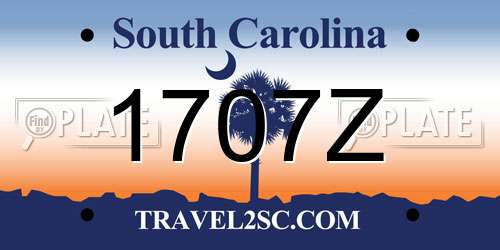 1707Z South Carolina License Plate