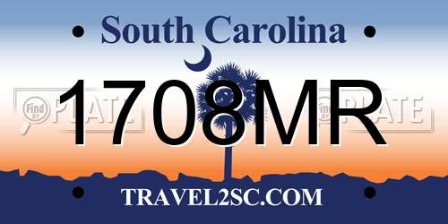 1708MR South Carolina License Plate