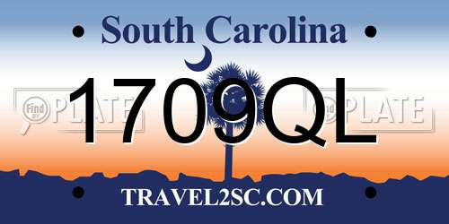 1709QL South Carolina License Plate