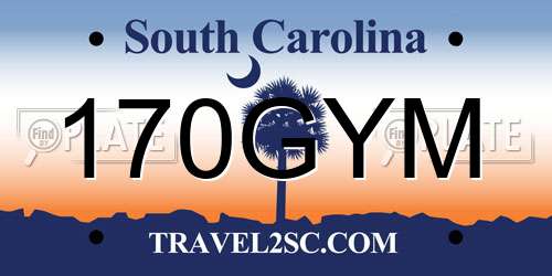 170GYM South Carolina License Plate