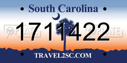 1711422 South Carolina License Plate