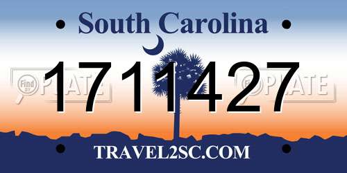 1711427 South Carolina License Plate