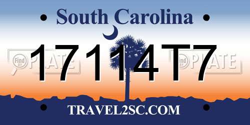 17114T7 South Carolina License Plate