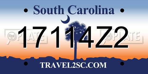 17114Z2 South Carolina License Plate