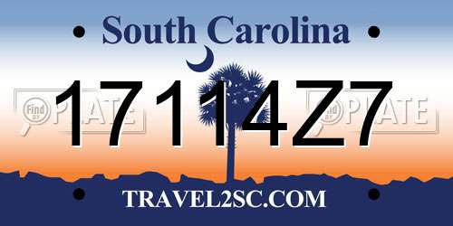 17114Z7 South Carolina License Plate