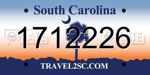 1712226 South Carolina License Plate