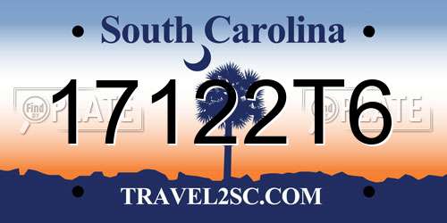 17122T6 South Carolina License Plate