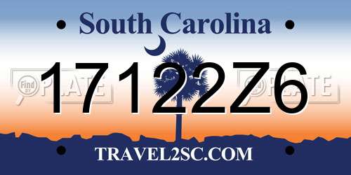 17122Z6 South Carolina License Plate