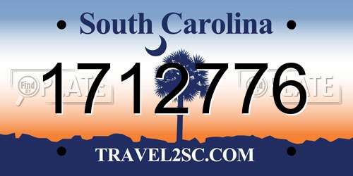 1712776 South Carolina License Plate