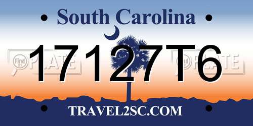17127T6 South Carolina License Plate