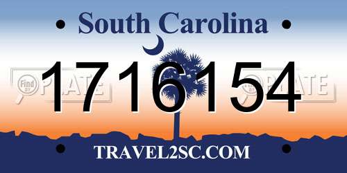 1716154 South Carolina License Plate