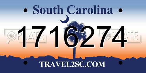 1716274 South Carolina License Plate