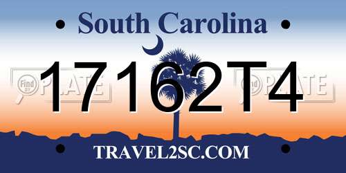 17162T4 South Carolina License Plate