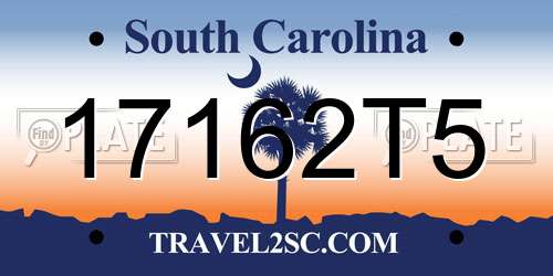 17162T5 South Carolina License Plate