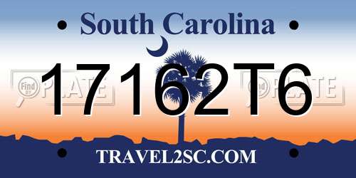 17162T6 South Carolina License Plate