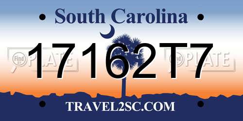 17162T7 South Carolina License Plate