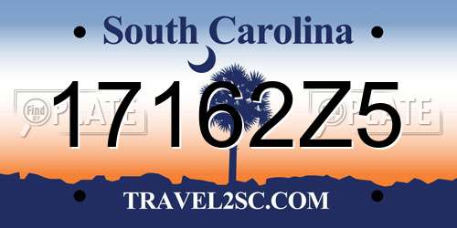 17162Z5 South Carolina License Plate