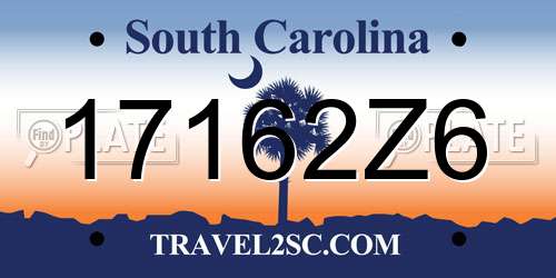 17162Z6 South Carolina License Plate
