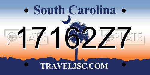 17162Z7 South Carolina License Plate