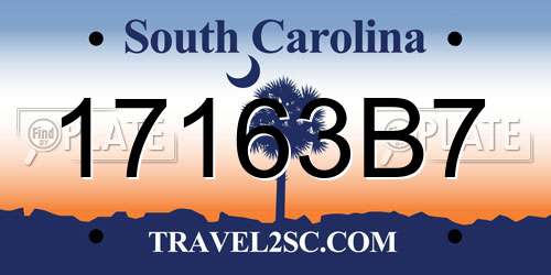 17163B7 South Carolina License Plate