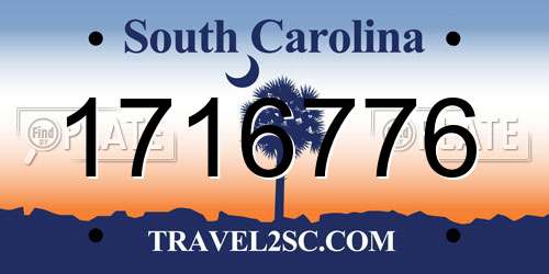 1716776 South Carolina License Plate