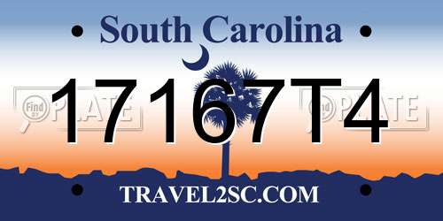 17167T4 South Carolina License Plate