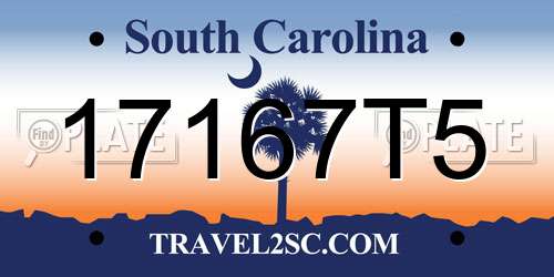 17167T5 South Carolina License Plate
