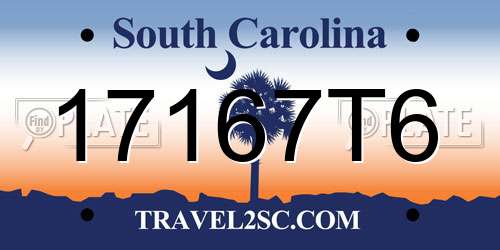 17167T6 South Carolina License Plate