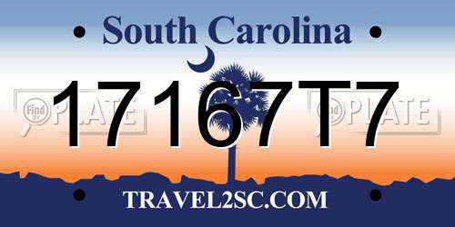 17167T7 South Carolina License Plate