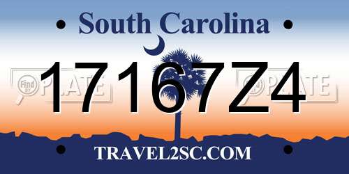 17167Z4 South Carolina License Plate