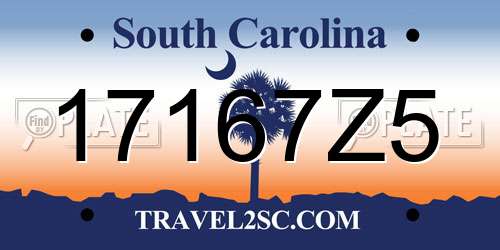 17167Z5 South Carolina License Plate