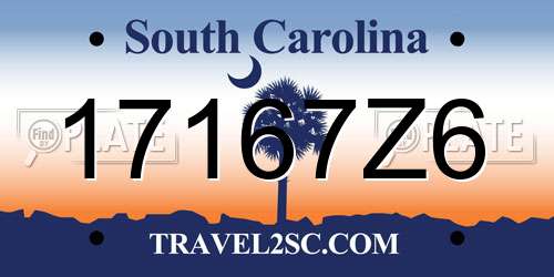 17167Z6 South Carolina License Plate