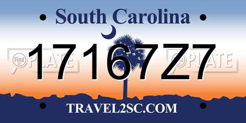 17167Z7 South Carolina License Plate