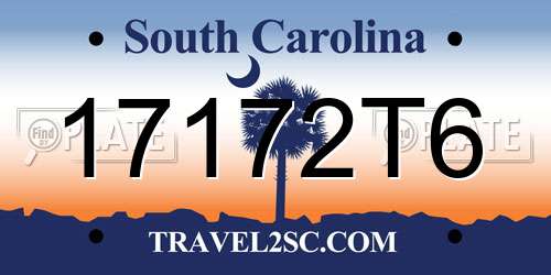 17172T6 South Carolina License Plate
