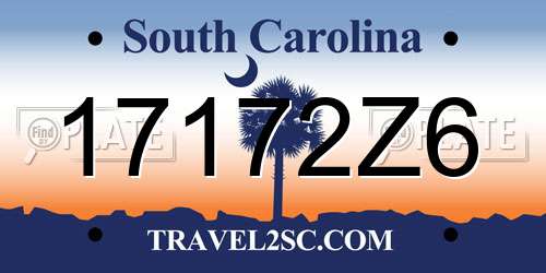 17172Z6 South Carolina License Plate