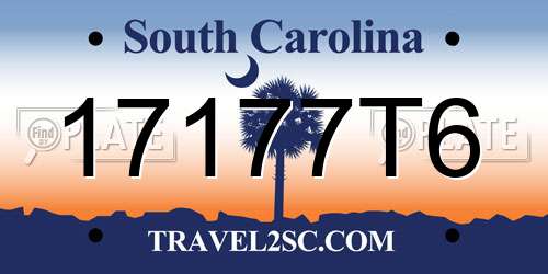 17177T6 South Carolina License Plate