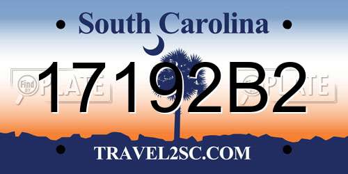 17192B2 South Carolina License Plate
