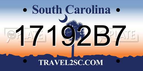 17192B7 South Carolina License Plate