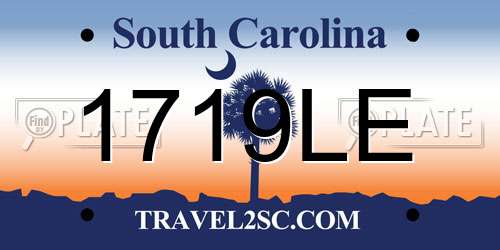 1719LE South Carolina License Plate