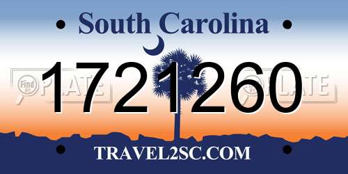 1721260 South Carolina License Plate