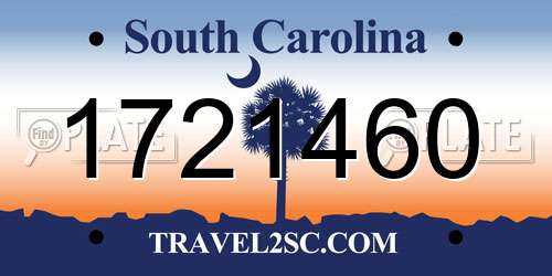 1721460 South Carolina License Plate