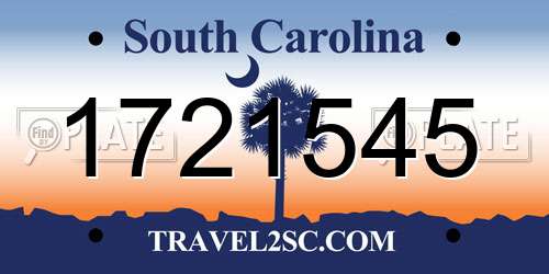 1721545 South Carolina License Plate