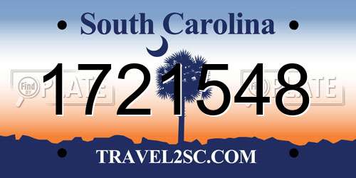 1721548 South Carolina License Plate
