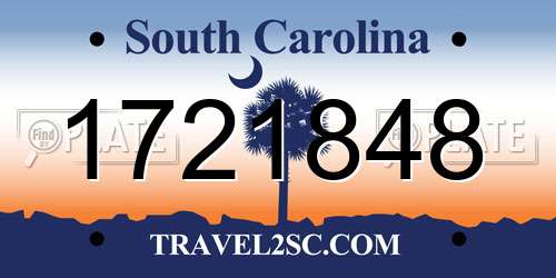 1721848 South Carolina License Plate