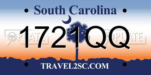 1721QQ South Carolina License Plate