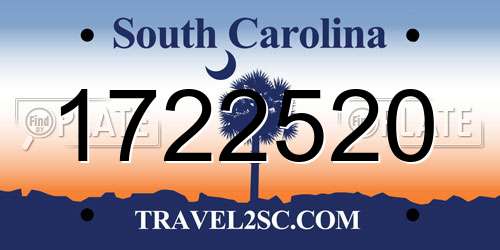 1722520 South Carolina License Plate