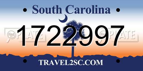 1722997 South Carolina License Plate