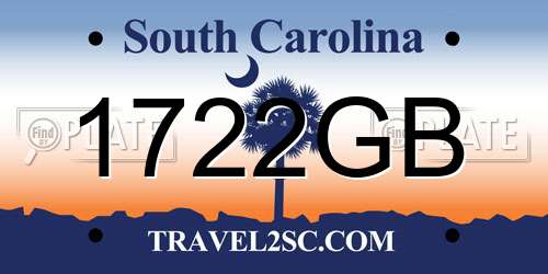 1722GB South Carolina License Plate