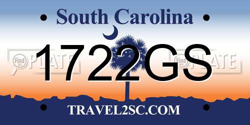 1722GS South Carolina License Plate