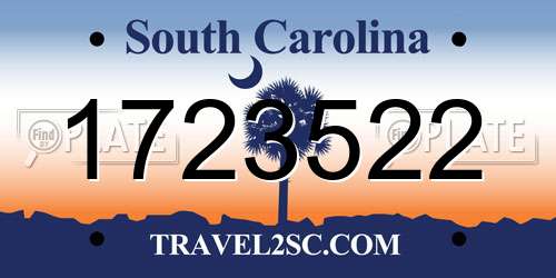 1723522 South Carolina License Plate